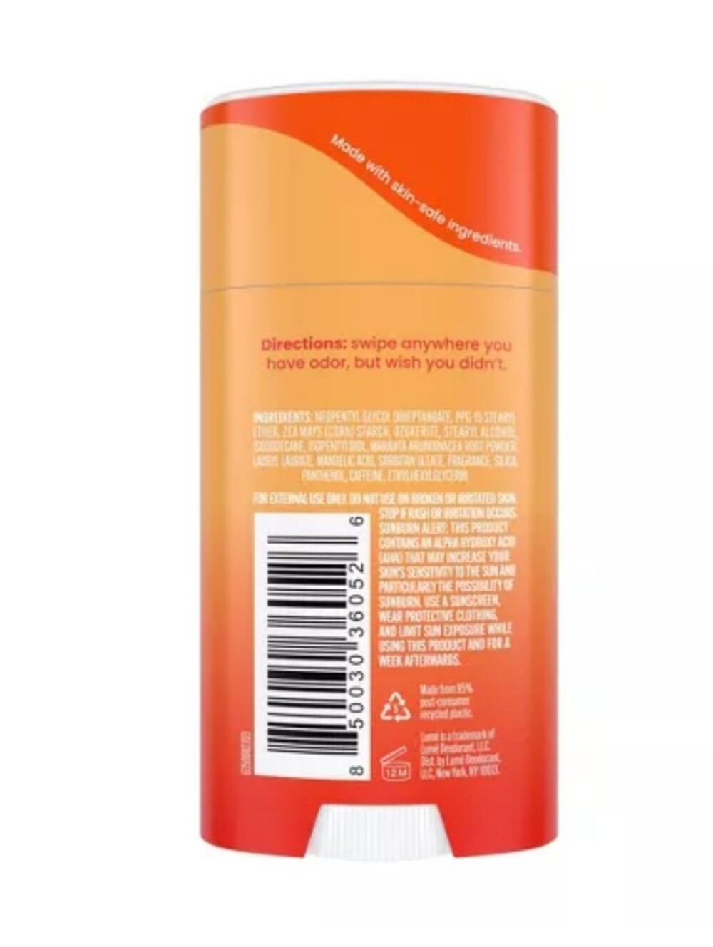 Lumē Whole Body Deodorant Smooth Solid – Clean Tangerine (Orange) - Picture 2 of 2
